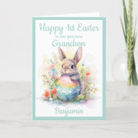 1st Easter Grandson Bunny Egg Blue 
