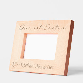 1st Easter, Triplets, Twins, Names, Photo, 6x4",  Etched Frames