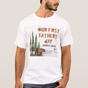 1st Father's Day Bear Personalized Woodland T-Shirt