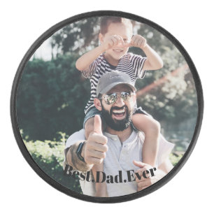 1st Father's Day Best Dad Ever Personalized Photo Hockey Puck