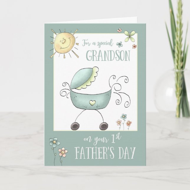 1st Father's Day for a Special Grandson Card (Front)