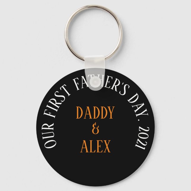 1st Fathers Day Gift, Personalized Dad Keychain, Keychain (Front)