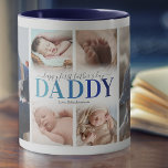 1st Father's Day Photo Collage Mug<br><div class="desc">Make dad's first Father's Day unforgettable with our modern, personalized mug! This unique keepsake features a six-photo collage template, perfect for capturing heartwarming memories. Accented by the adorable saying 'happy first father's day daddy' in a stylish script and cute blue gradient font, you can further personalize it with your child's...</div>