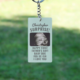 1st Father's Day Ultrasound Photo Dad to Be Keychain