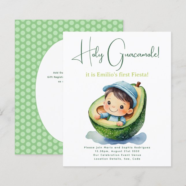1st Fiesta Birthday For a BOY Avocado BUDGET (Front/Back)