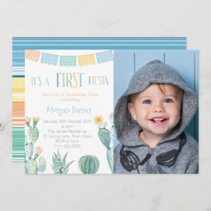 1st Fiesta Mexican Theme Boy First Birthday Party Invitation
