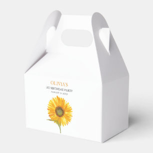 1st First Birthday Party Sunflower Baby Girl Favor Box