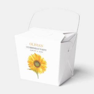 1st First Birthday Party Sunflower Baby Girl Favor Box