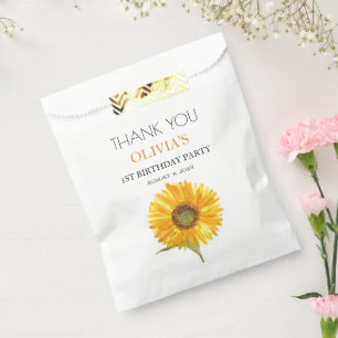 1st First Birthday Party Sunflower Baby Girl Favour Bag