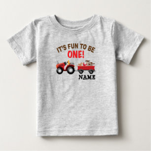 1st First birthday tractor and farm animals Baby T-Shirt