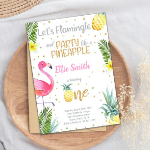 1st Flamingo Invitations   Pineapple Invitations