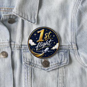 1st flight airplane 3 inch round button