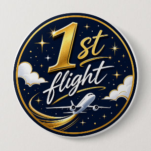 1st flight airplane 4 inch round button