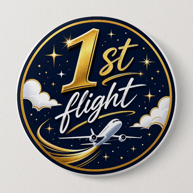 1st flight airplane  4 inch round button (Front)