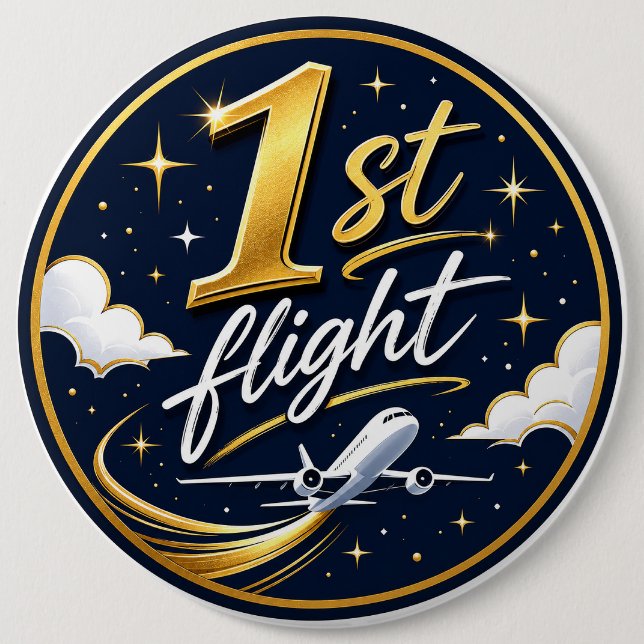 1st flight airplane  6 inch round button (Front)