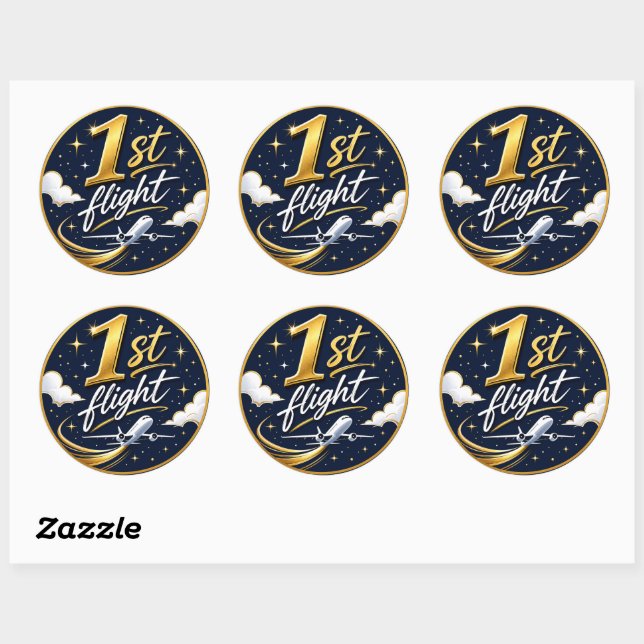 1st flight airplane  classic round sticker (Sheet)