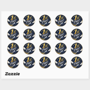1st flight airplane classic round sticker