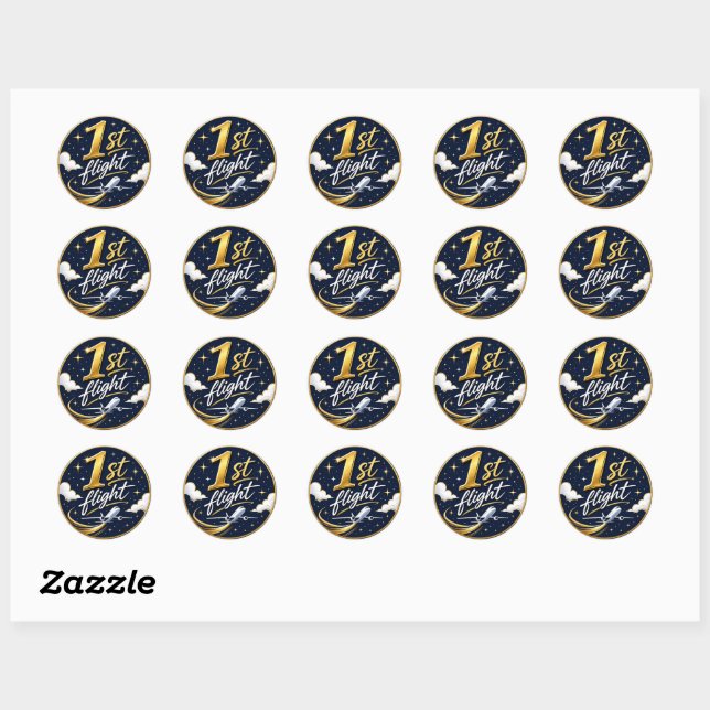 1st flight airplane  classic round sticker (Sheet)