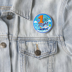 1st flight colourful airplane souvenir 2 inch round button