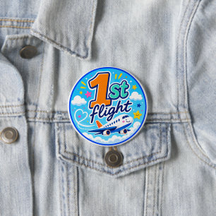 1st flight colourful airplane souvenir 3 inch round button