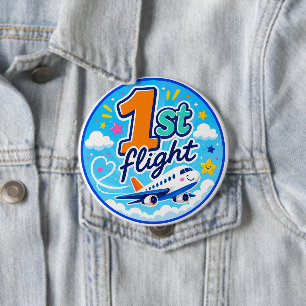 1st flight colourful airplane souvenir 4 inch round button