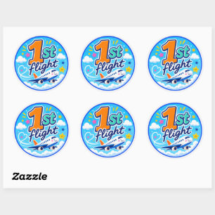 1st flight colourful airplane souvenir classic round sticker