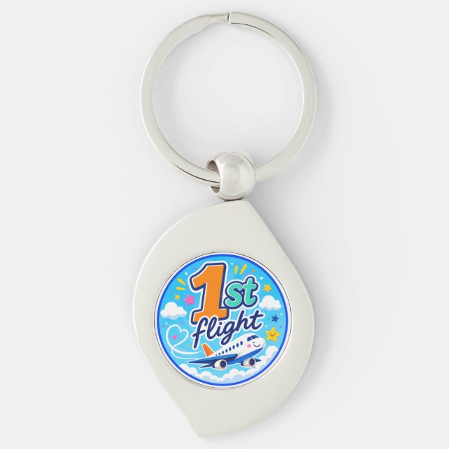 1st flight colourful airplane souvenir keychain (Front)