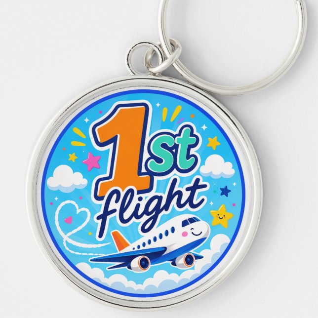 1st flight colourful airplane souvenir keychain (Front)