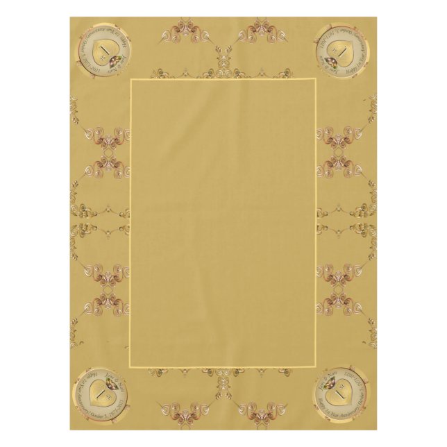 1st Golden Ochre Wedding Anniversary Tablecloth (Front)