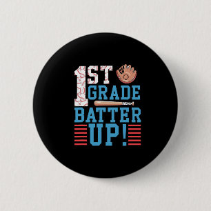 1st Grade Back To School 1st Grade Batter Up Baseb 2 Inch Round Button