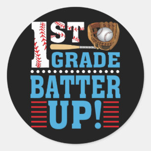 1st Grade Back To School 1st Grade Batter Up Baseb Classic Round Sticker