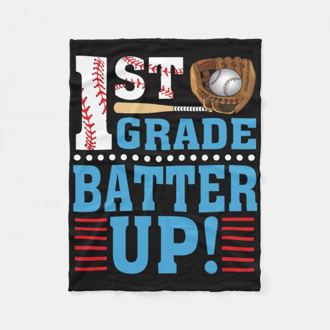1st Grade Back To School 1st Grade Batter Up Baseb Fleece Blanket (Front)