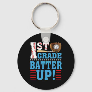 1st Grade Back To School 1st Grade Batter Up Baseb Keychain