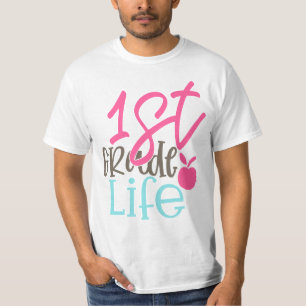 1st grade design white red Men's Value T-Shirt