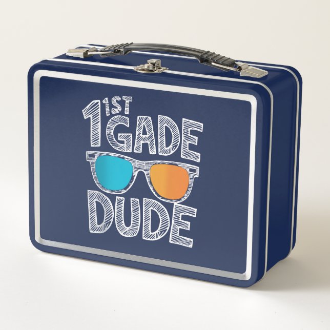 1st Grade Dude Back To School First Grade Student Metal Lunch Box (Front)