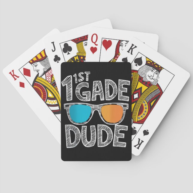 1st Grade Dude Back To School First Grade Student Playing Cards (Back)