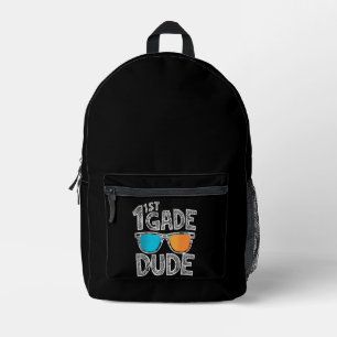 1st Grade Dude Back To School First Grade Student Printed Backpack