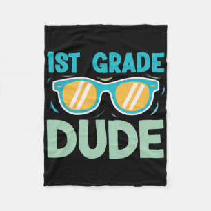 1st Grade Dude Boys Kids Back To School Team First Fleece Blanket