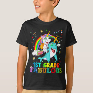 1st grade fabulous unicorn riding narwhal  T-Shirt