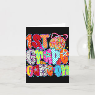 1st Grade Game On Basketball Sports Boys Kids Back Card