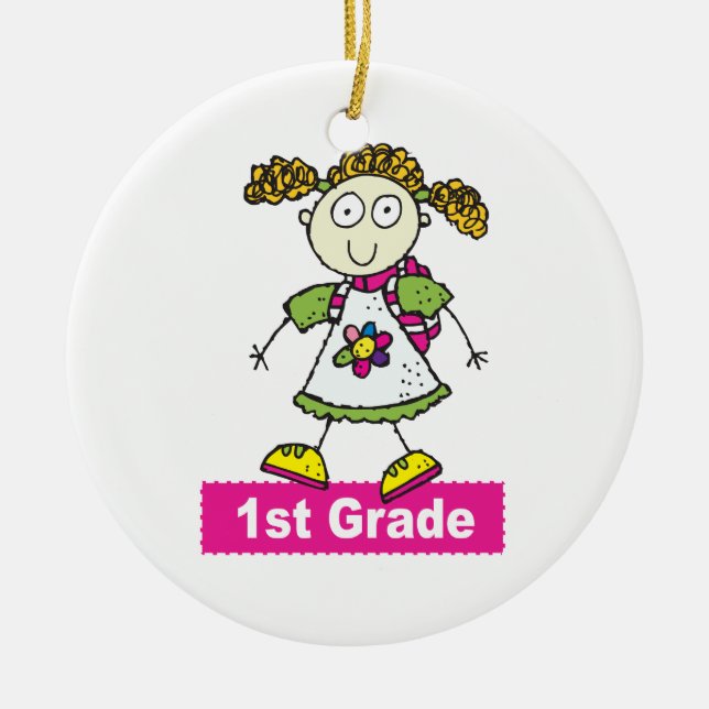 1st Grade Girls Ceramic Ornament (Front)