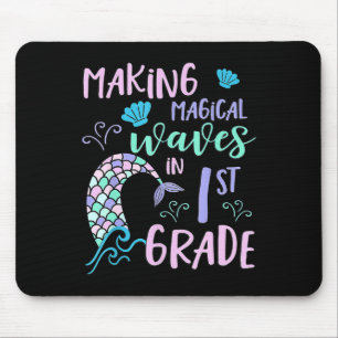 1st Grade Girls Cute Mermaid Frist Day Kids Back T Mouse Pad