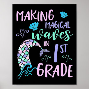 1st Grade Girls Cute Mermaid Frist Day Kids Back T Poster