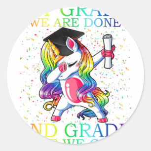 1st Grade Graduation Magical Unicorn Classic Round Sticker