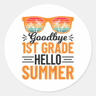 1st Grade Hello Summer 3 Classic Round Sticker