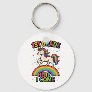 1st Grade Here I Come Unicorn Back To School Funny Keychain
