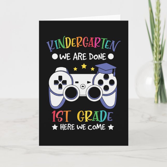 1st Grade Here We Come Video Game Back to School Card (Front)