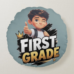 1st Grade Kid Gift Round Pillow