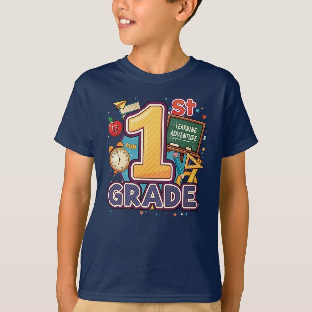1ST Grade - Learning Adventure | by Asarteon T-Shirt (Front)
