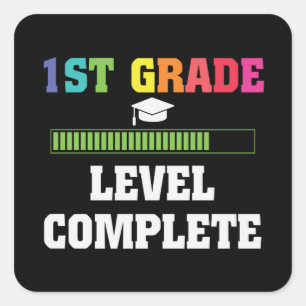 1st Grade Level Complete Kids Graduation Square Sticker